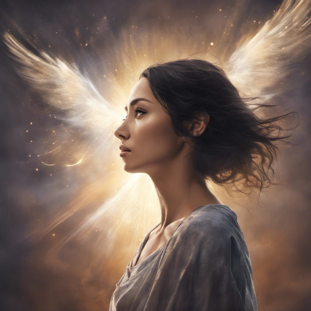 Holy Spirit Comforts Anxious Woman: Digital Art Portrait