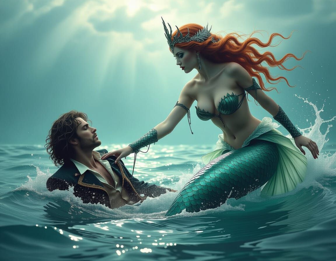 Siren's Lure: Bewitched Sailor Pulled to Sea