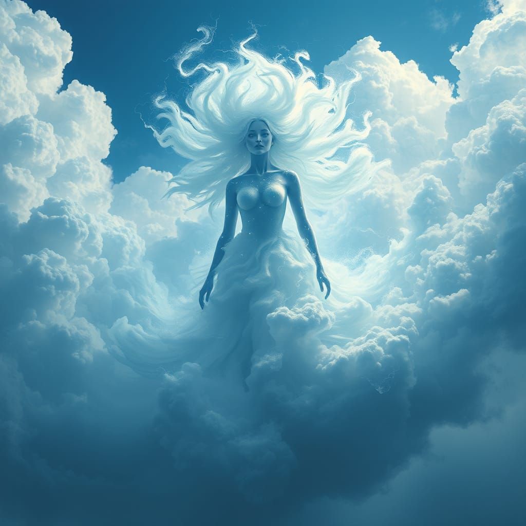 Ethereal Cloud Woman Controls the Storm