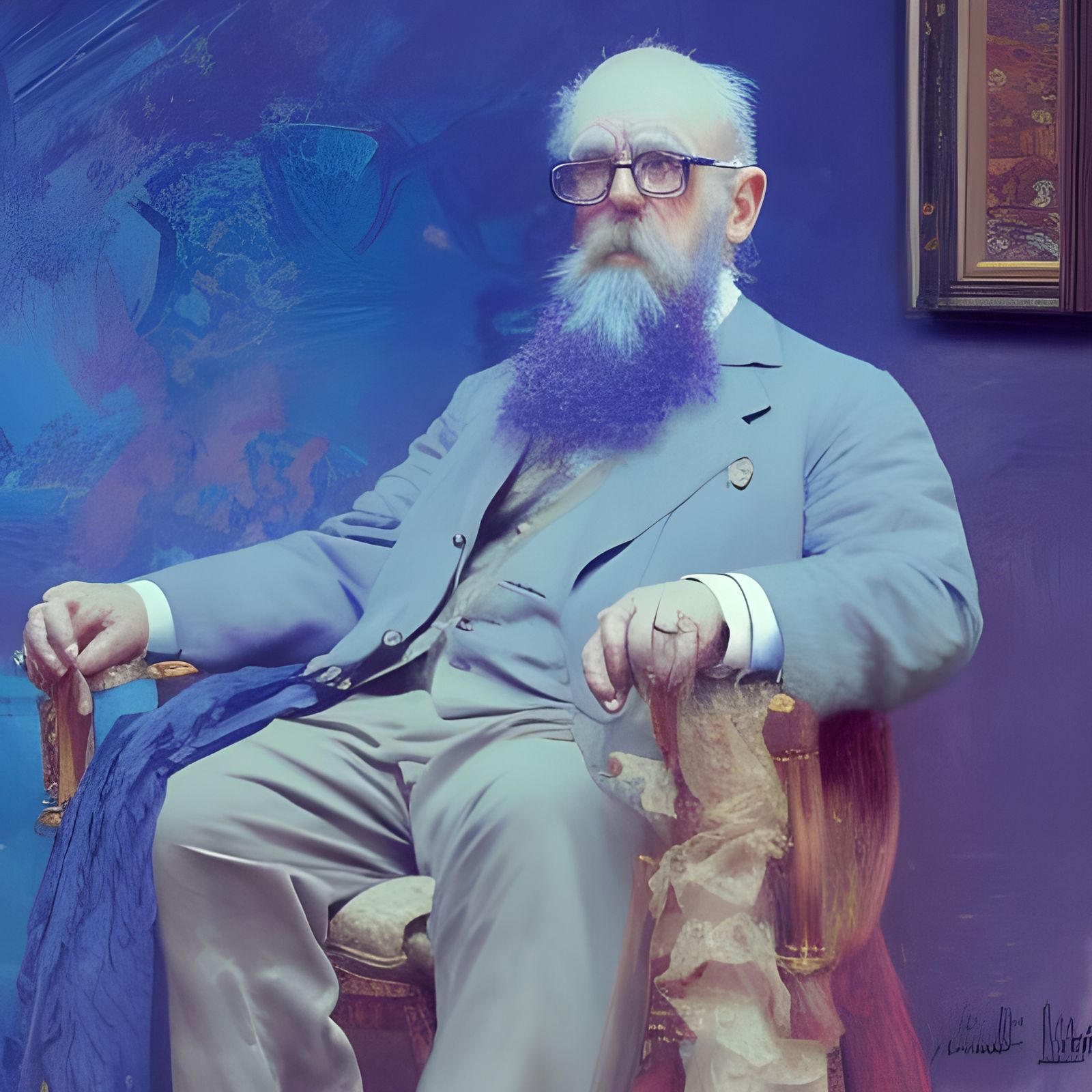 Victorian Woman with Steampunk Piper, Impressionistic Oil Pa...