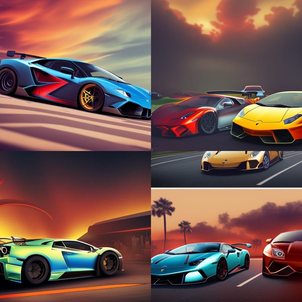 Luxury Sports Cars at Midnight Sunset