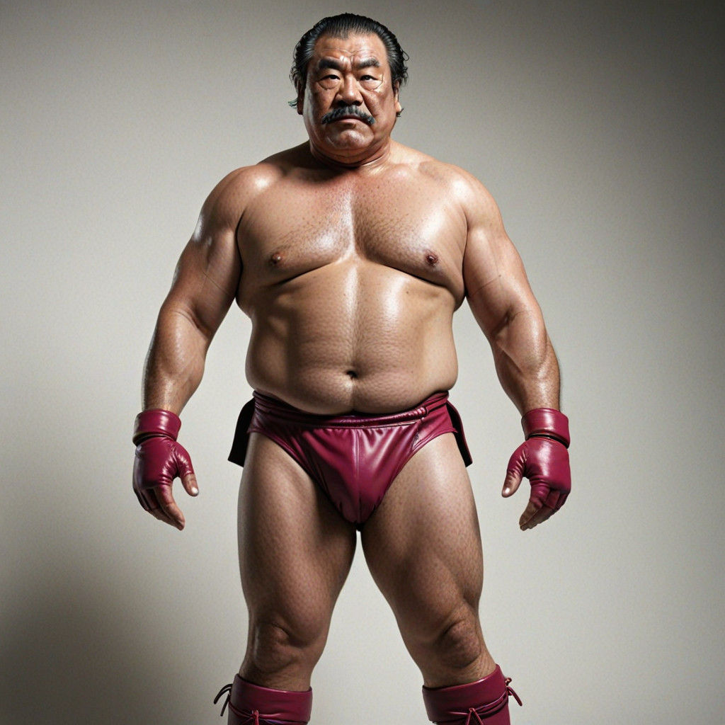 Raspberry Colored Sumo Wrestler in Defiant Pose