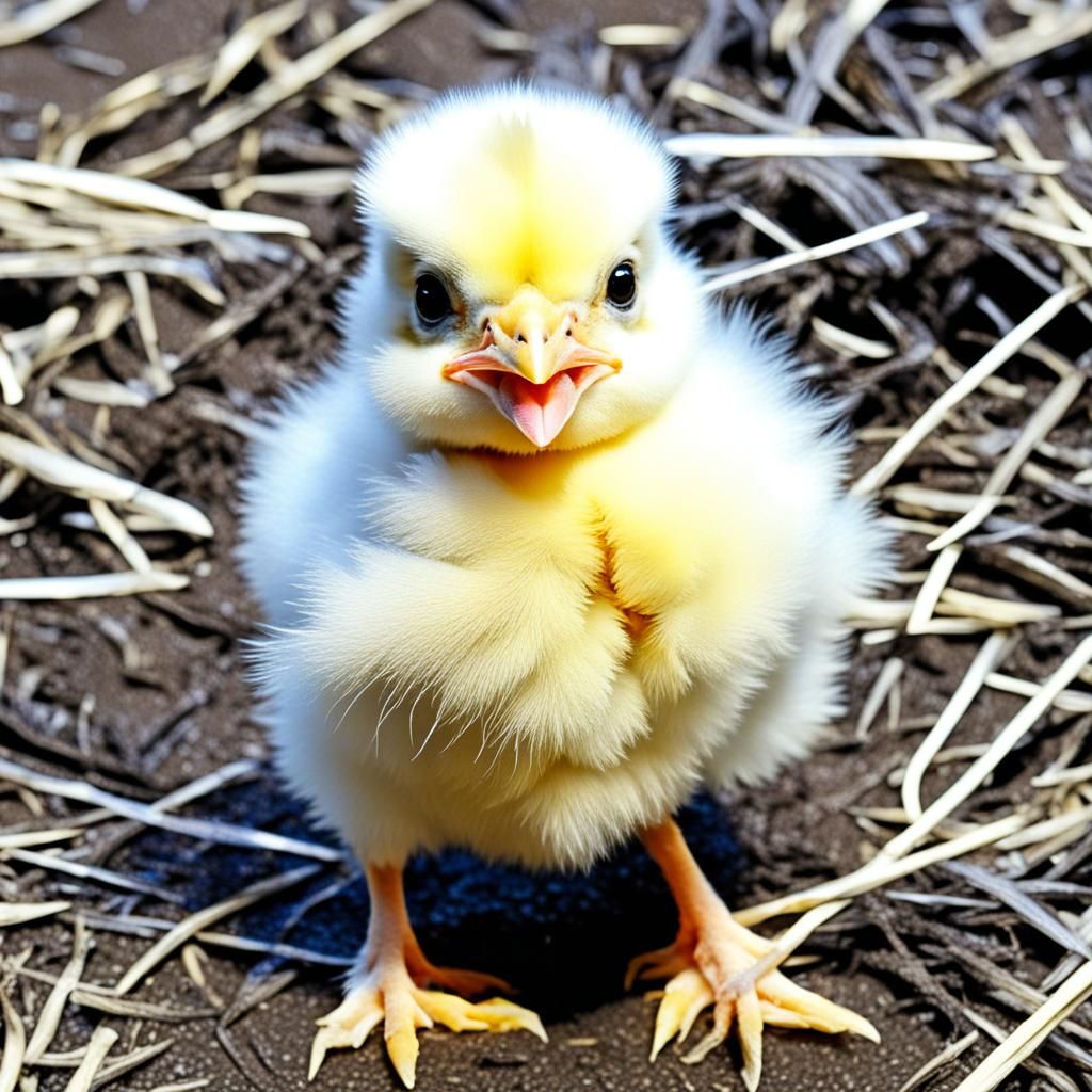 Surprised Day-Old Chick: A Cute Newborn Bird