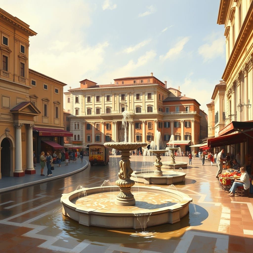 Vibrant Roman Market in 18th-Century Style