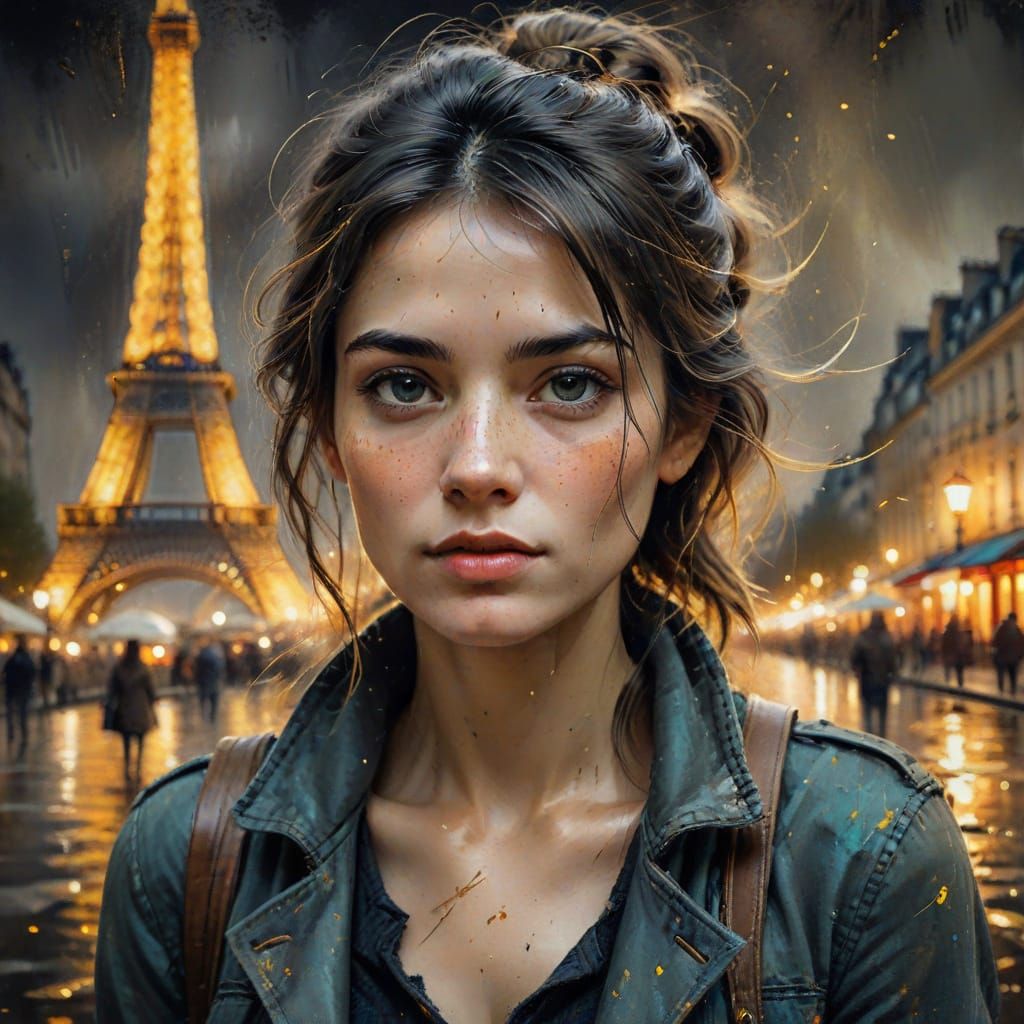 Impressionist Portrait of Traveler in Paris