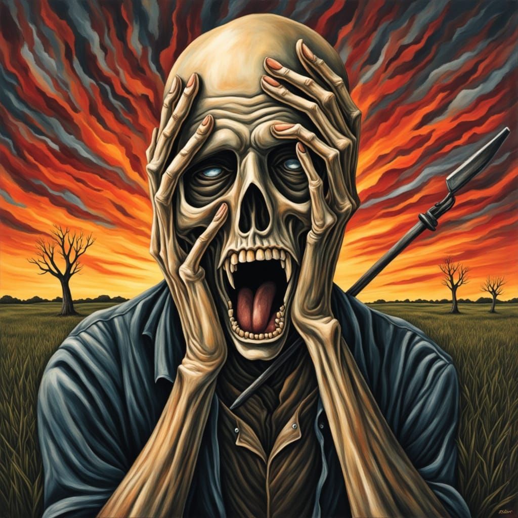 Anxiety Personified: Edvard Munch Style Impasto Painting