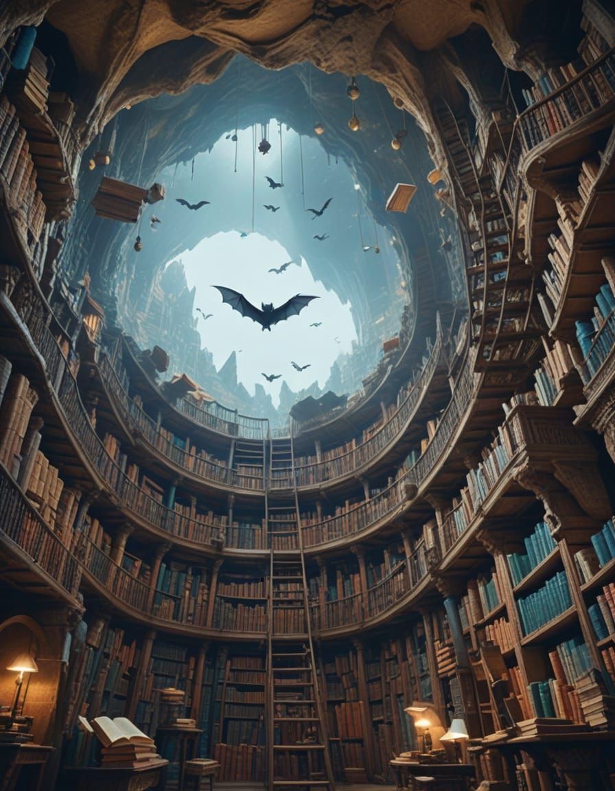 Mystical Library Chamber in Vibrant Colors