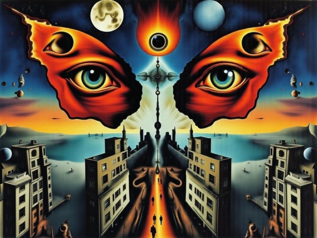 Man Fused With Peacock in Fractal Nightmare