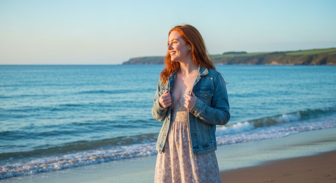 Sunset Beach Woman: A Romantic Impressionist Vision