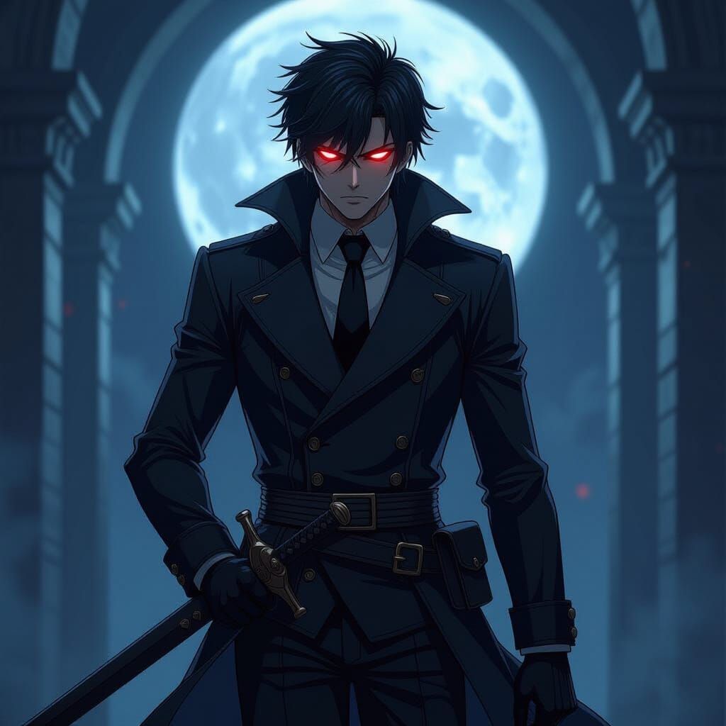 Anime Assassin in Cel-Shaded Manga Style