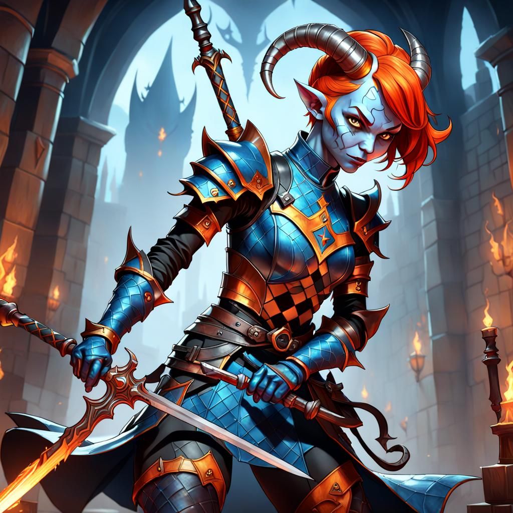 Tiefling Devil Knight with Rapier in Detailed Digital Art