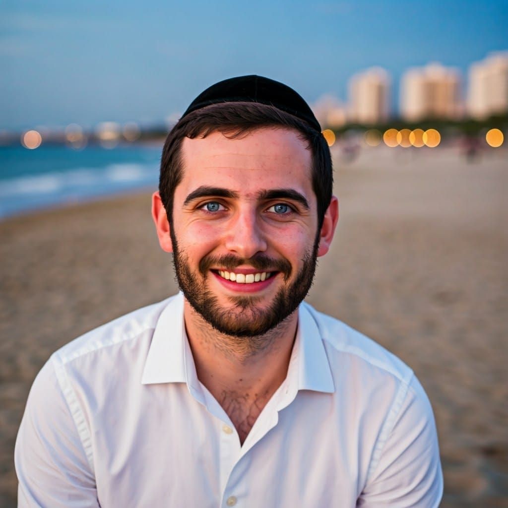 Serene Beach Portrait of a Young Jewish Man