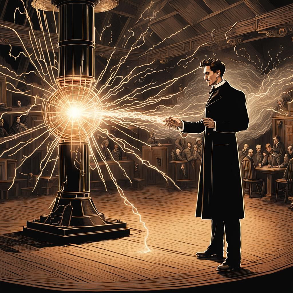 Nikola Tesla Unleashes Electrical Sparks