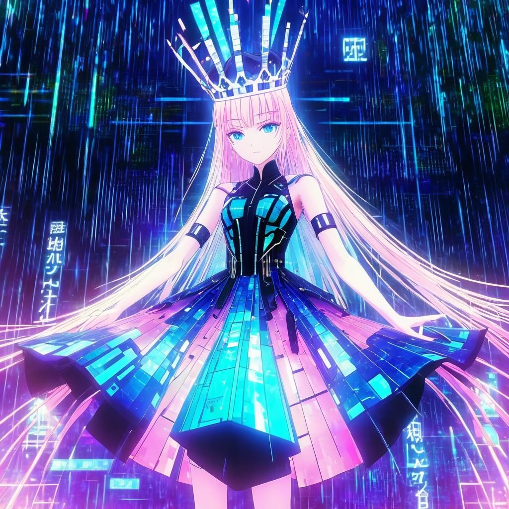 Digital Dreamscapes: Glitched Cyberpunk Matrix Code