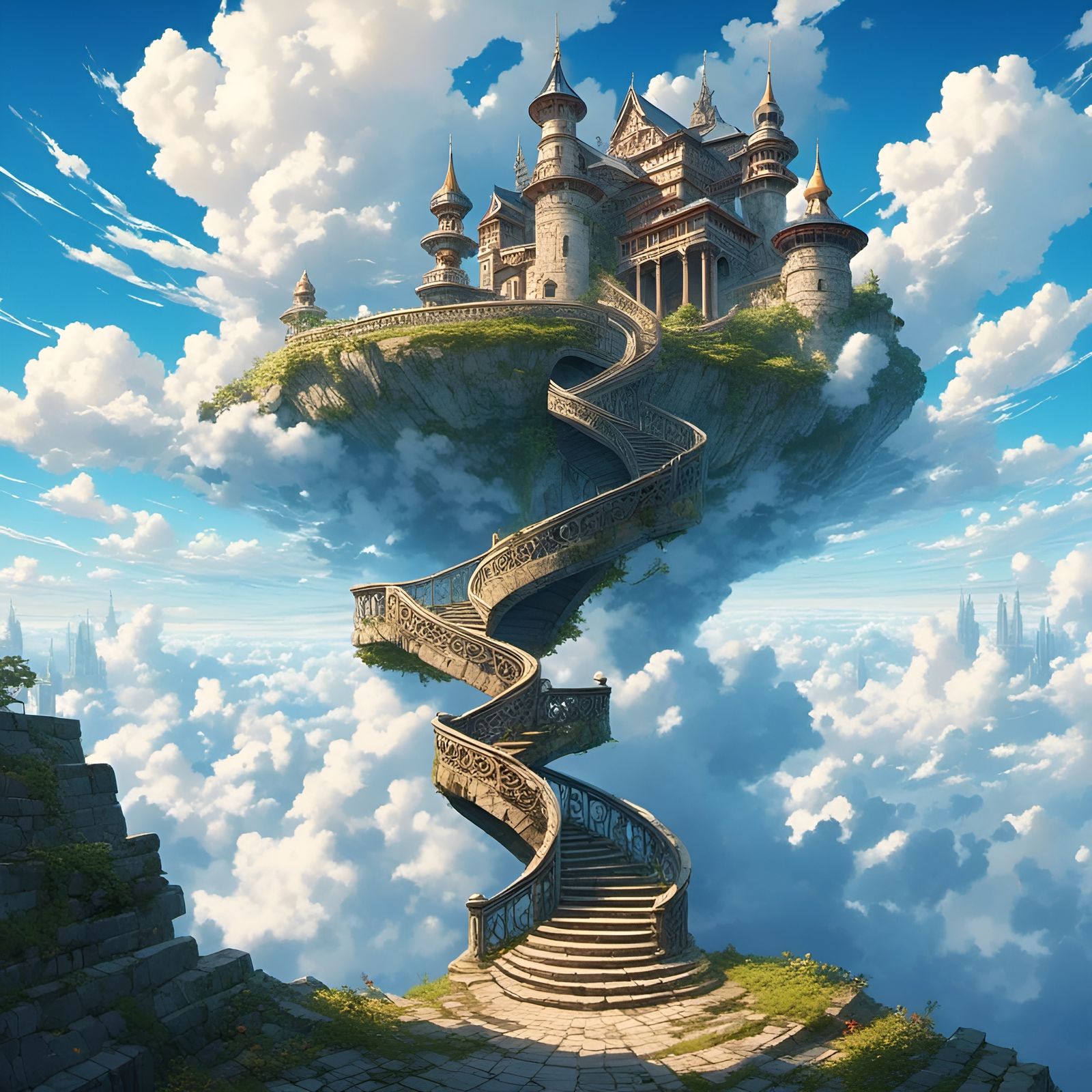 Weathered Staircase Illusion to Cloud Castle