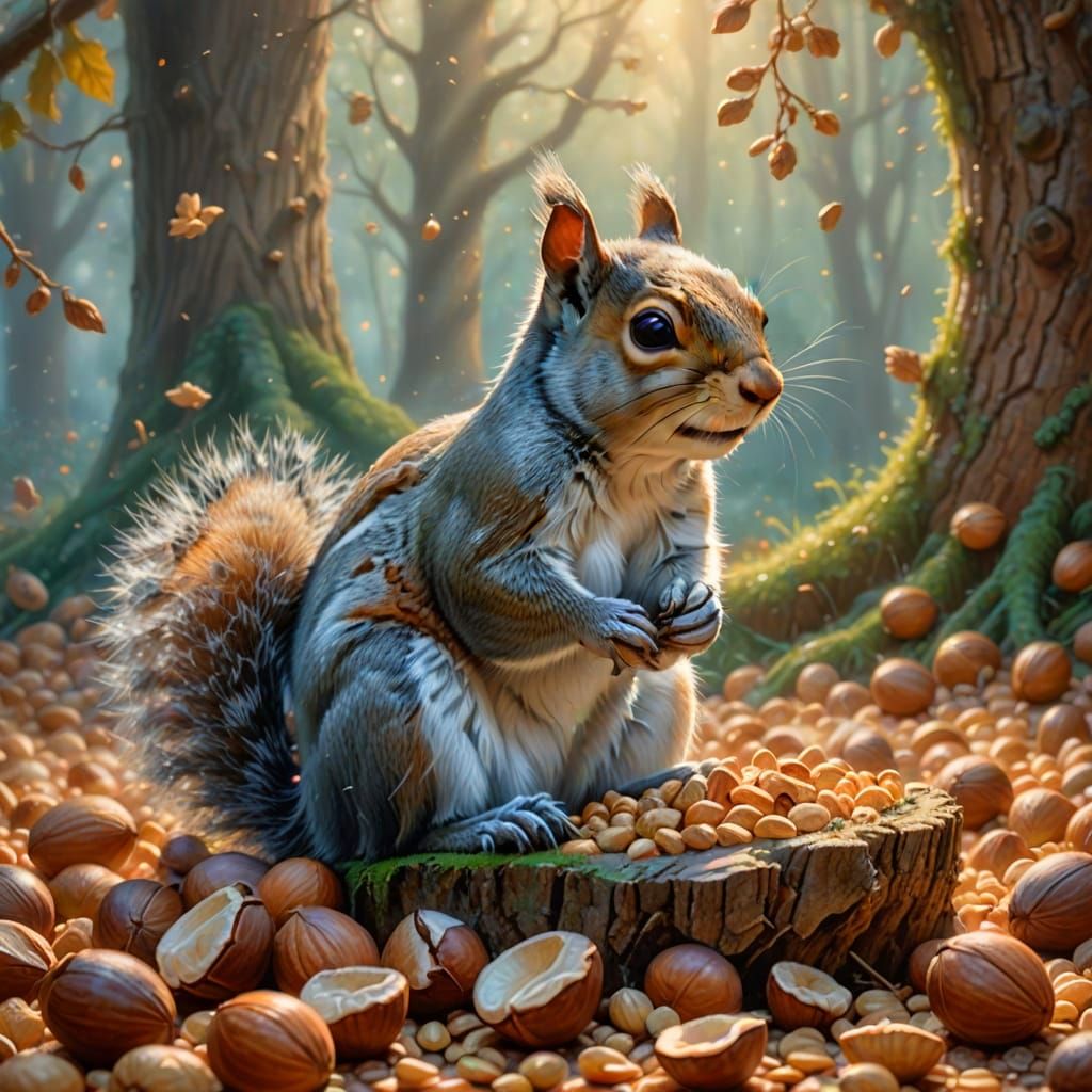 Squirrel in Ethereal Fantasy Landscape