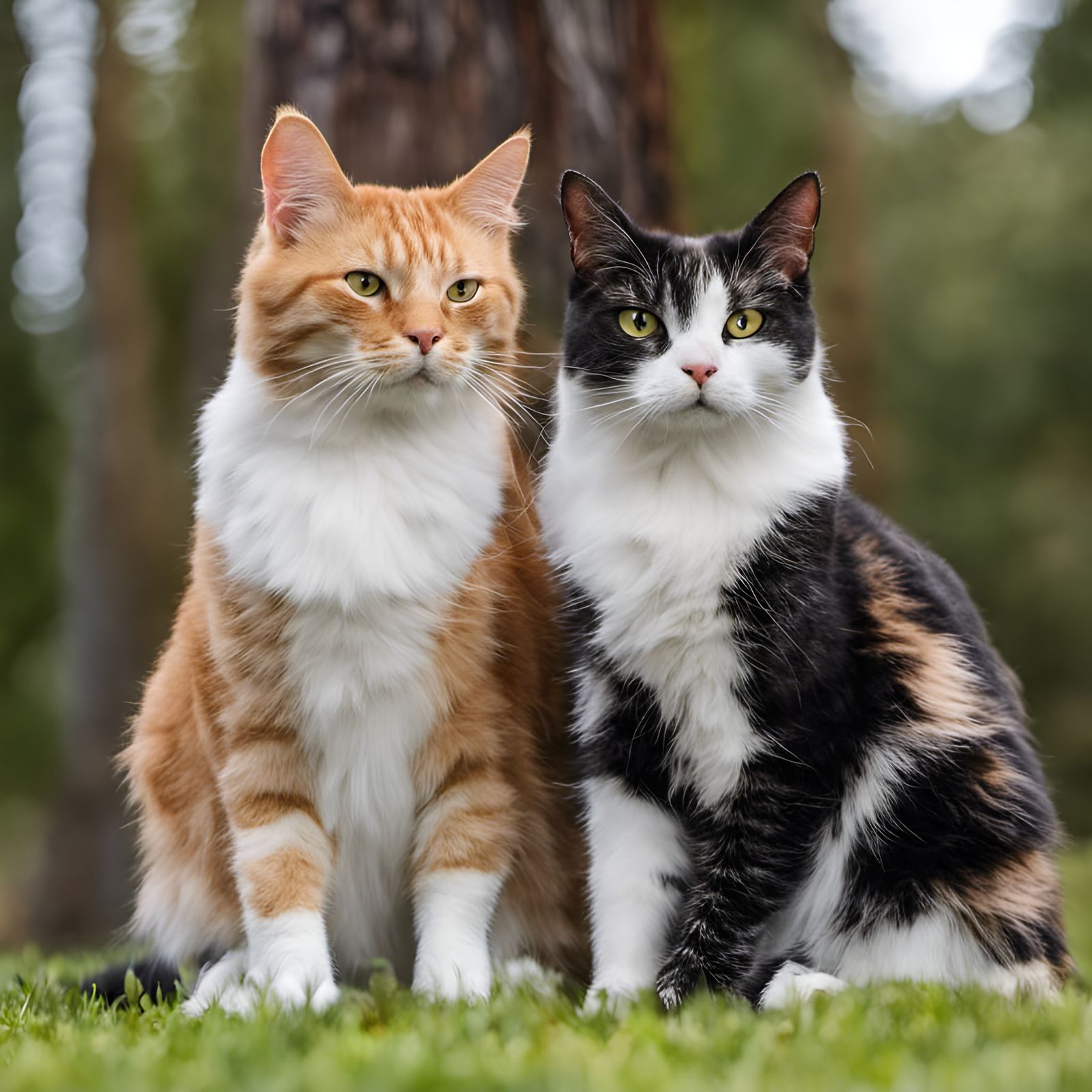 Tabby Brothers Relaxing Among Redwood Trees