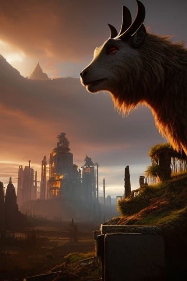 Anthropomorphic Goats Inhabit Decadent Abandoned City