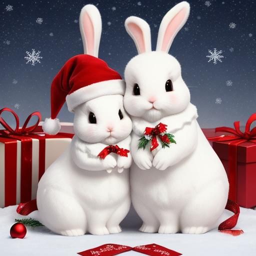 Festive Christmas Bunnies Celebrate the Season
