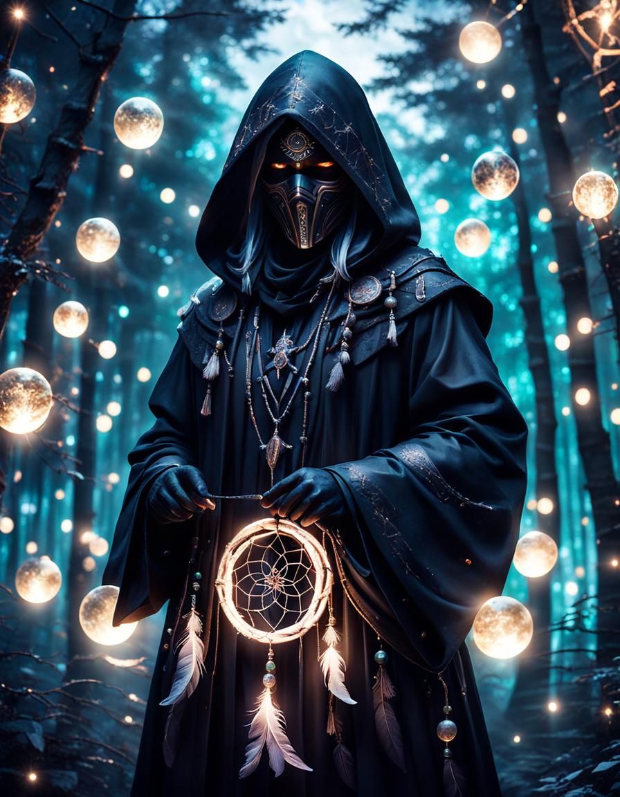 Ethereal Dreamcatcher Portrait in a Magical Forest