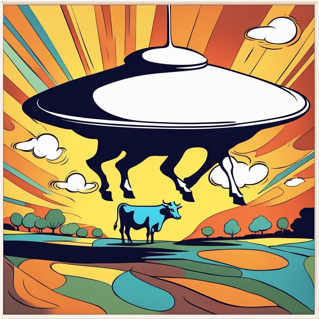 Flying Saucer Abducts Cow: Abstract Art