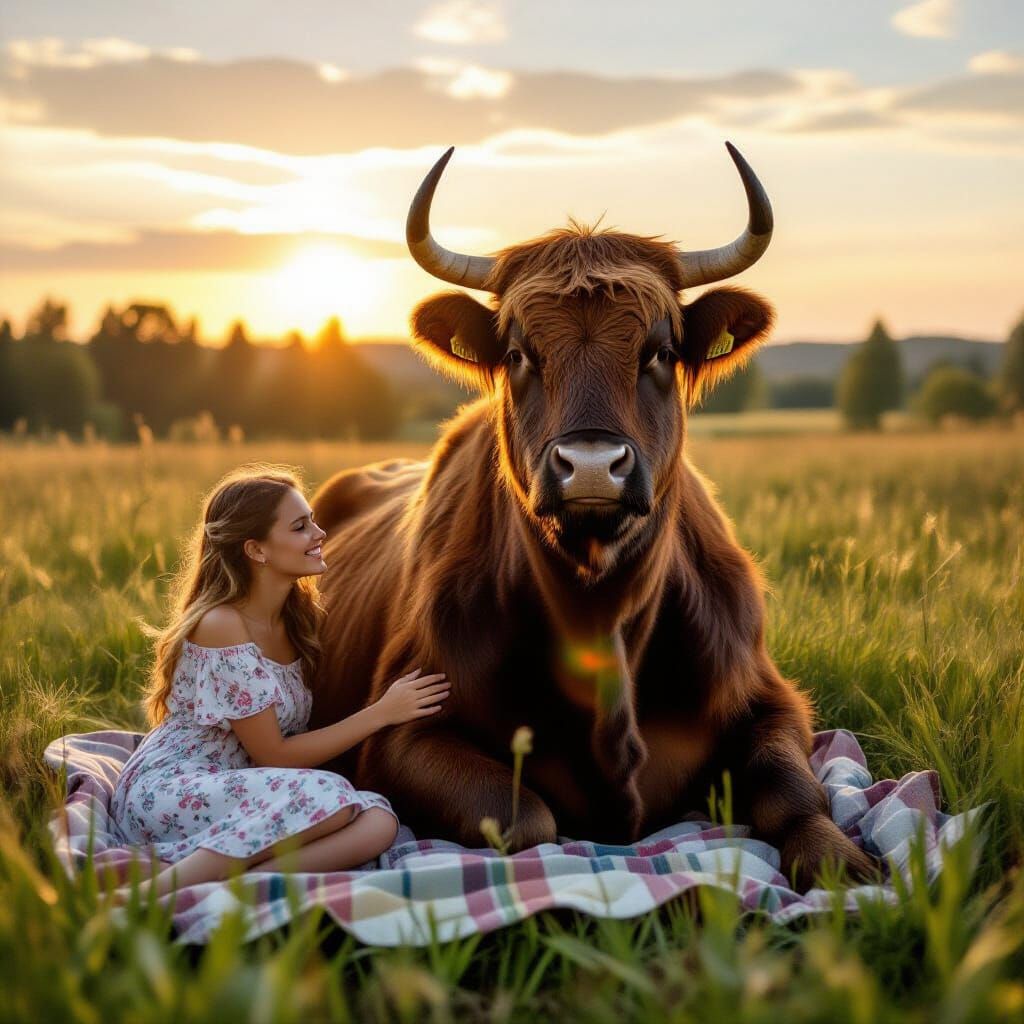 Giant Lizard Rests Peacefully Beside Smiling Woman