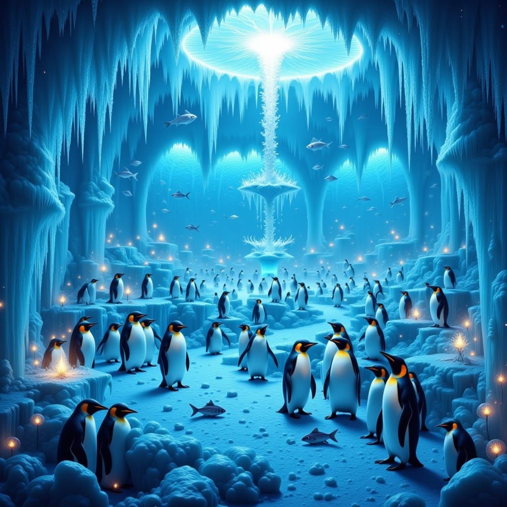 Underwater Penguin City Party Dome