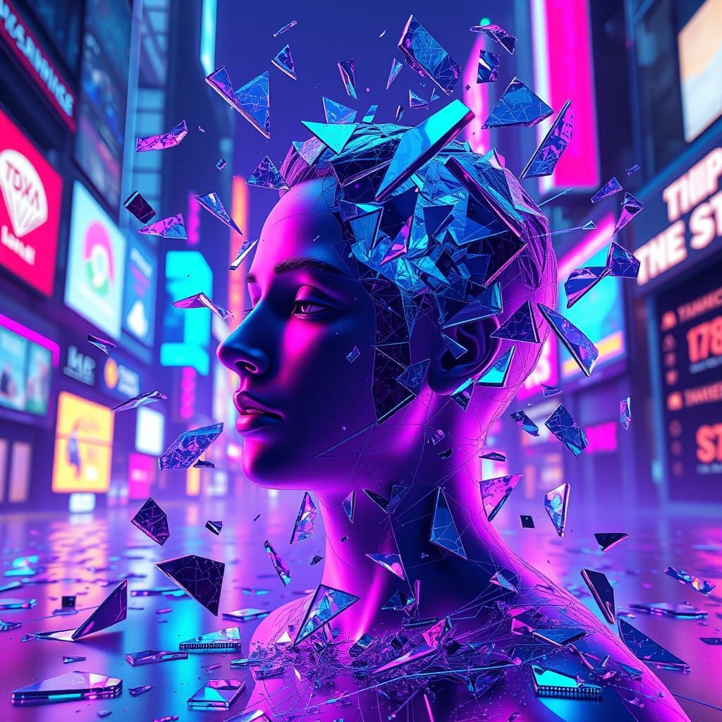 Insomnia of Logic: Surreal Cyberpunk 3D Render