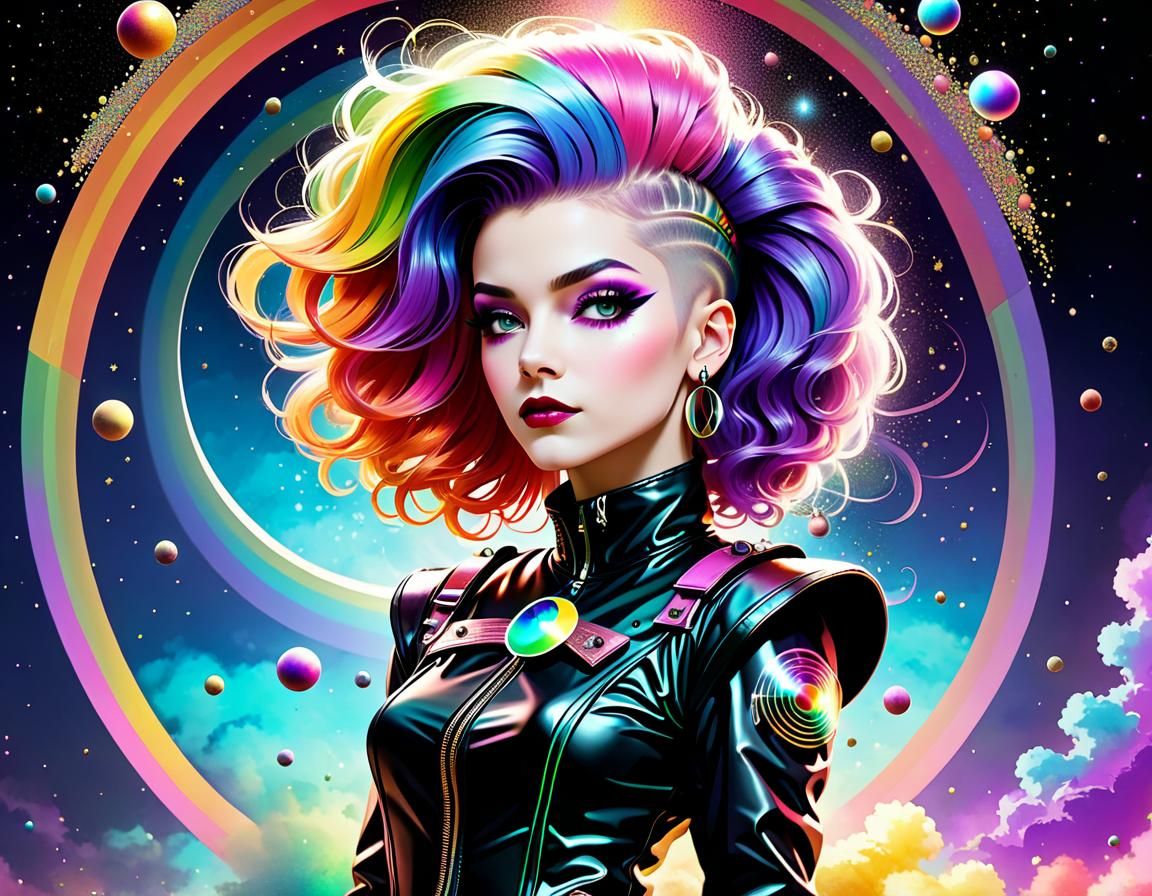 Art Nouveau Punk Fairy with Rainbow Dust