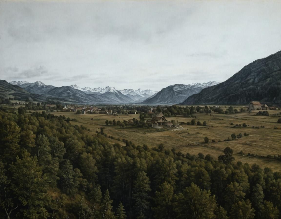 Detailed Charcoal Landscape in Durer Style