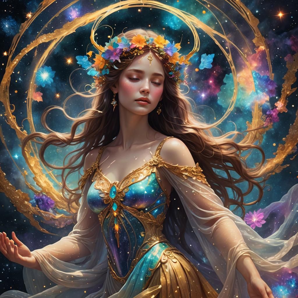 Ethereal Healer in Astral Realm, Mixed Media Art