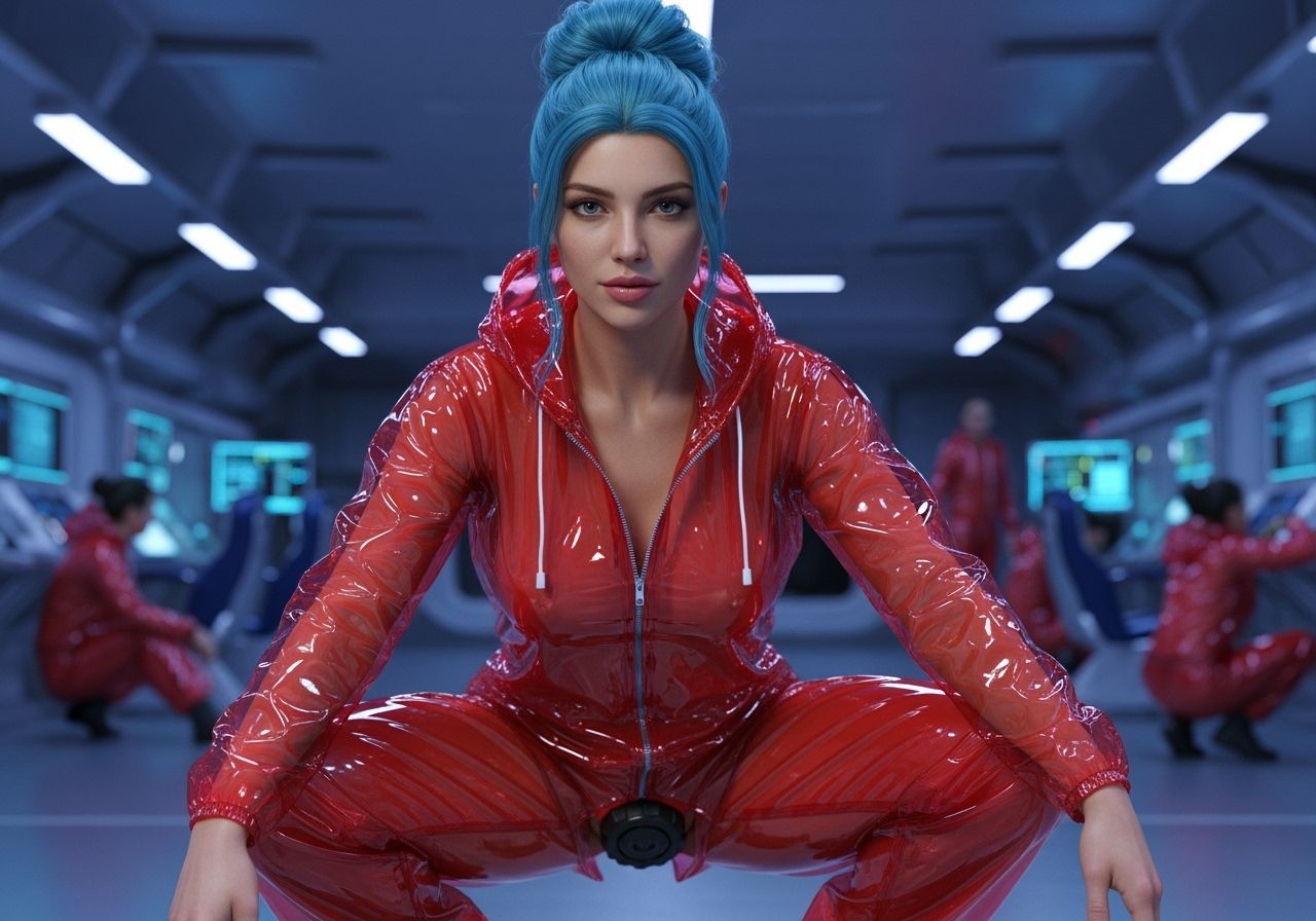 Hyperrealistic Woman in Space Center