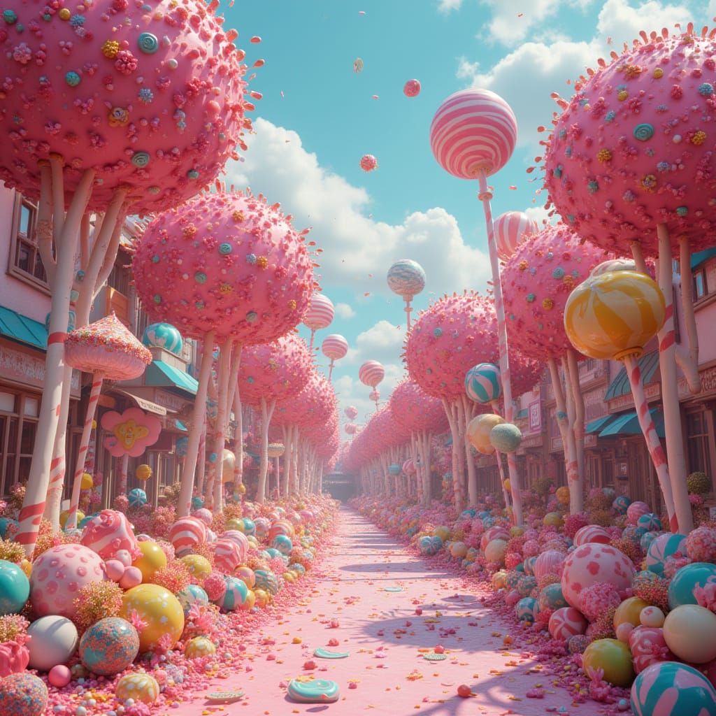 Vibrant Candy Land: A Hyper-Realistic Fantasy Dream