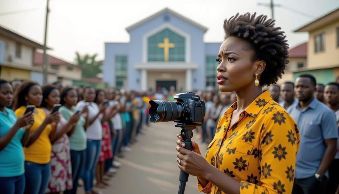 Shocked Nigerians Watch Live Broadcast on City Street