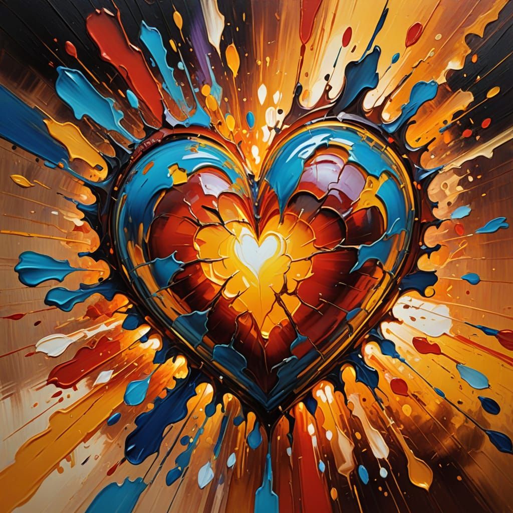 Vibrant Oil Painting of a Beating Heart