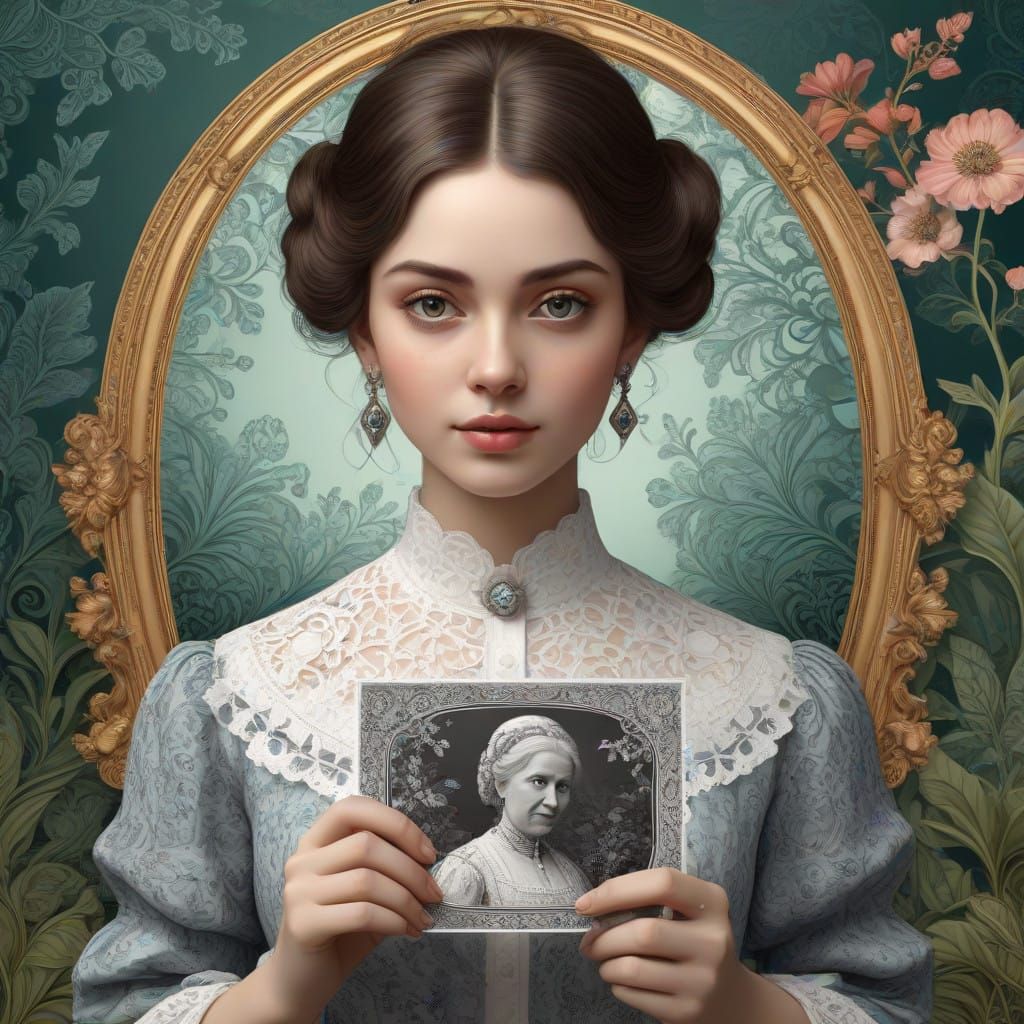 Timeless Grandmotherly Love in a Vibrant Garden Scene