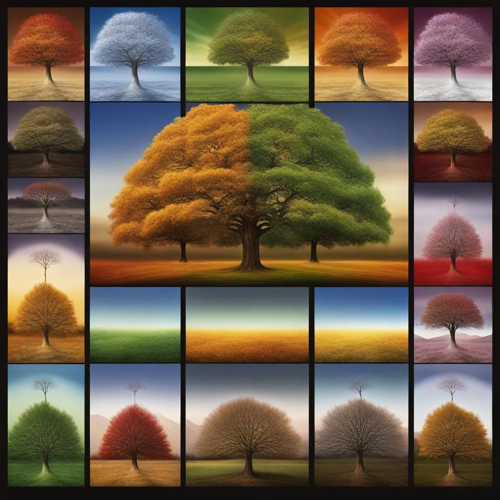 Four Seasons Tree: Detailed Fantasy Concept Art
