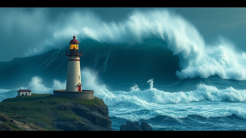 Lighthouse Battling Stormy Seas: A Sentinel of the Sea