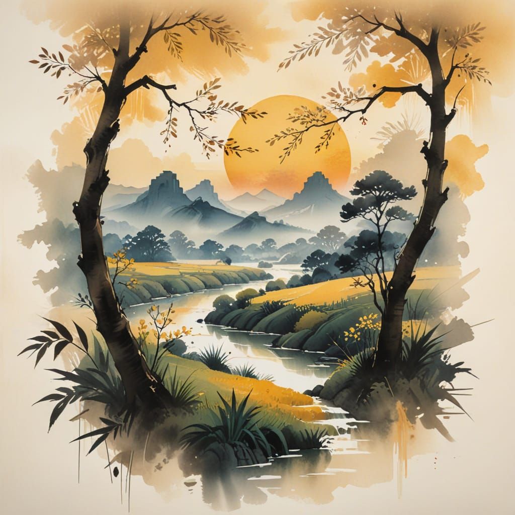 Vibrant Spring Landscape at Golden Hour