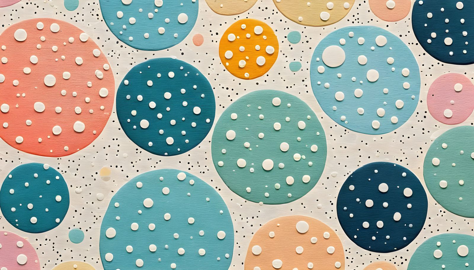 3D Polka Dot Abstract on White Canvas