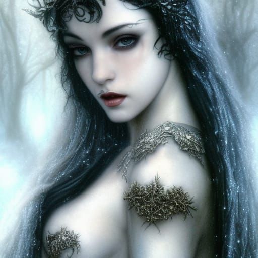 Hyperrealistic Snow White Portrait in Luis Royo Style