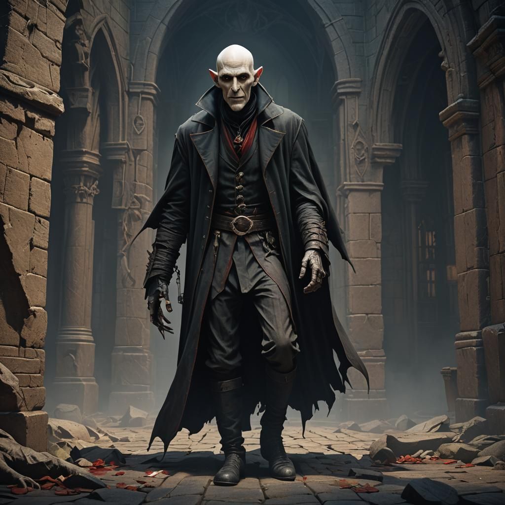 Old Male Nosferatu in Detailed Matte Painting