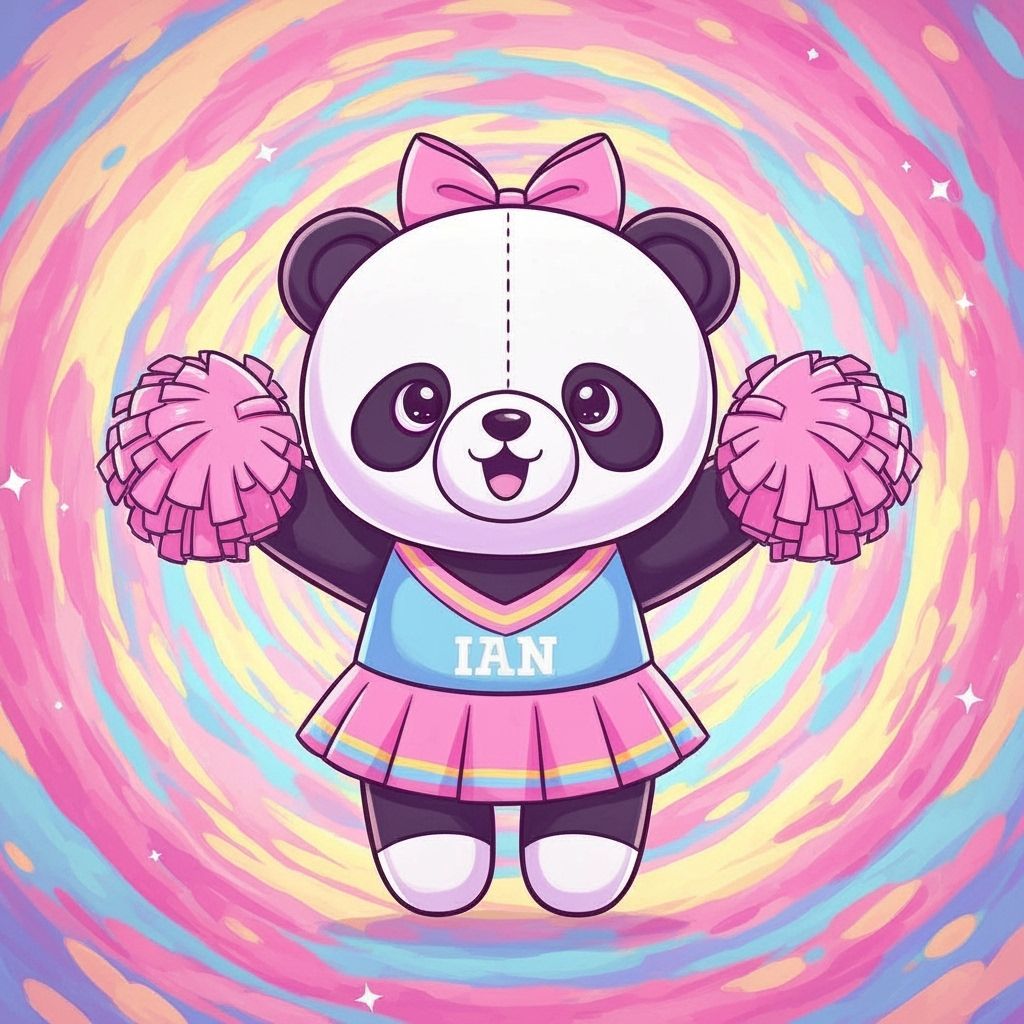 Cheerleader Panda Plush Toy in Pastel Colors
