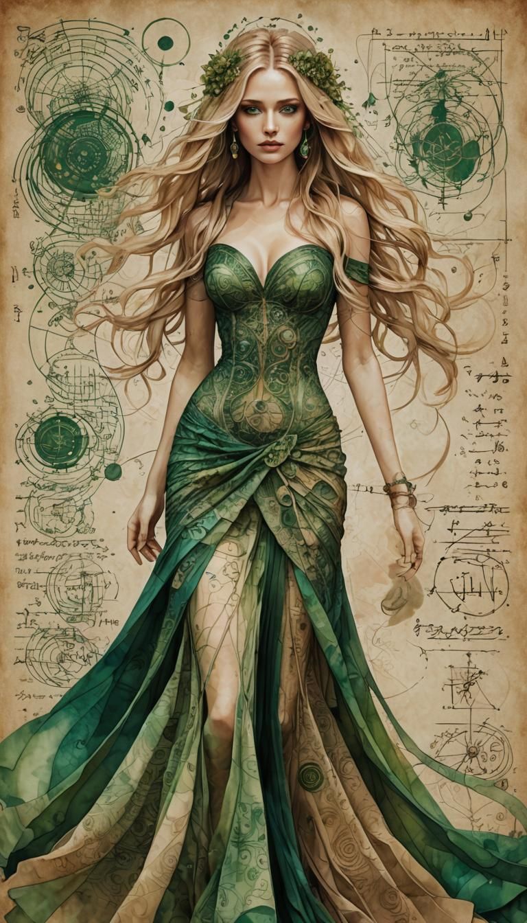 Surreal Female Portrait in Alcohol Ink Style