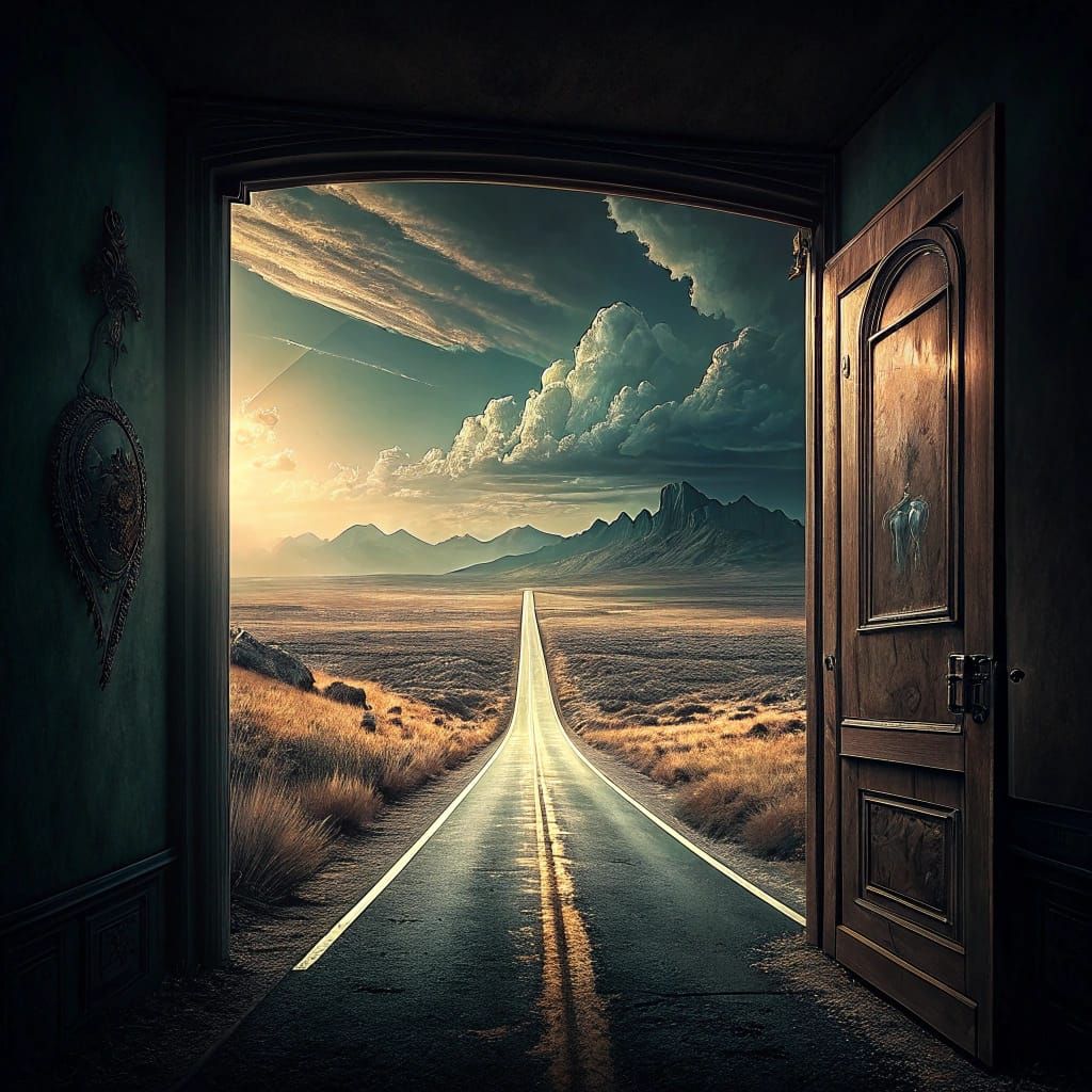 Ethereal Highway Unfolds Cinematically from Mysterious Thres...