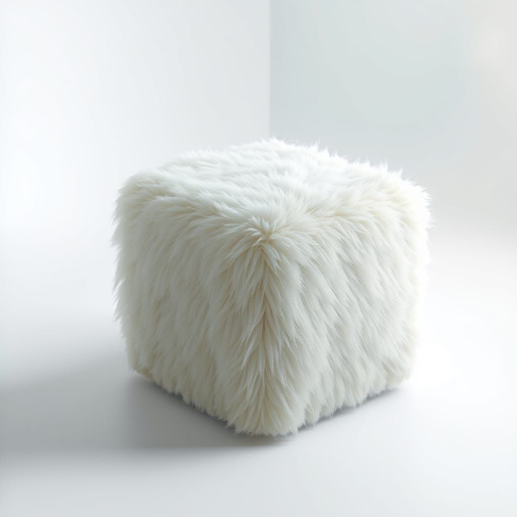 Futuristic Furry Cube in Minimalist Setting