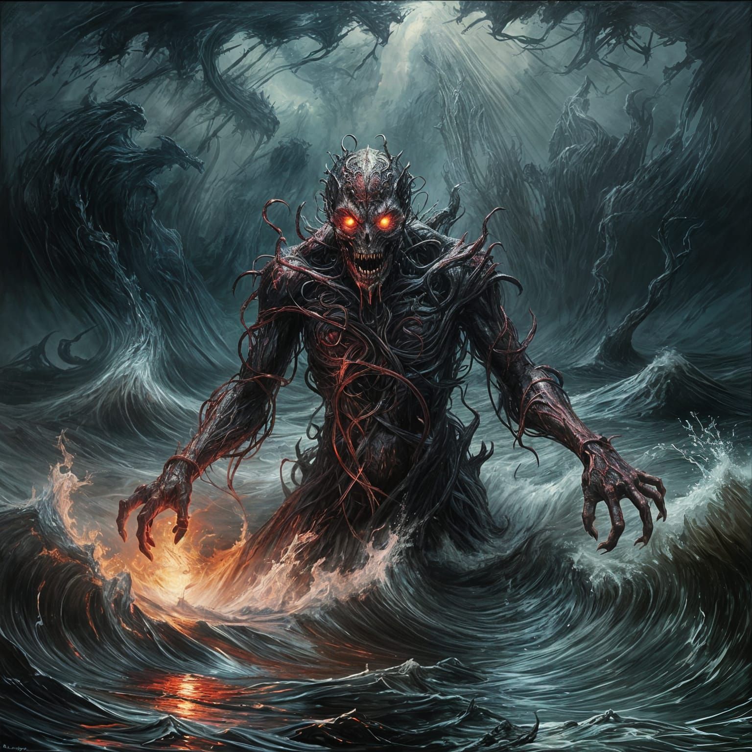 Surreal Monet-Inspired Painting of a Haunting Nightmarescape