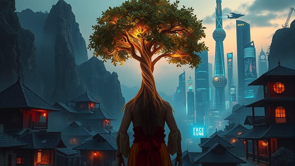 Ancient Village Meets Future City: A Timeless Tree