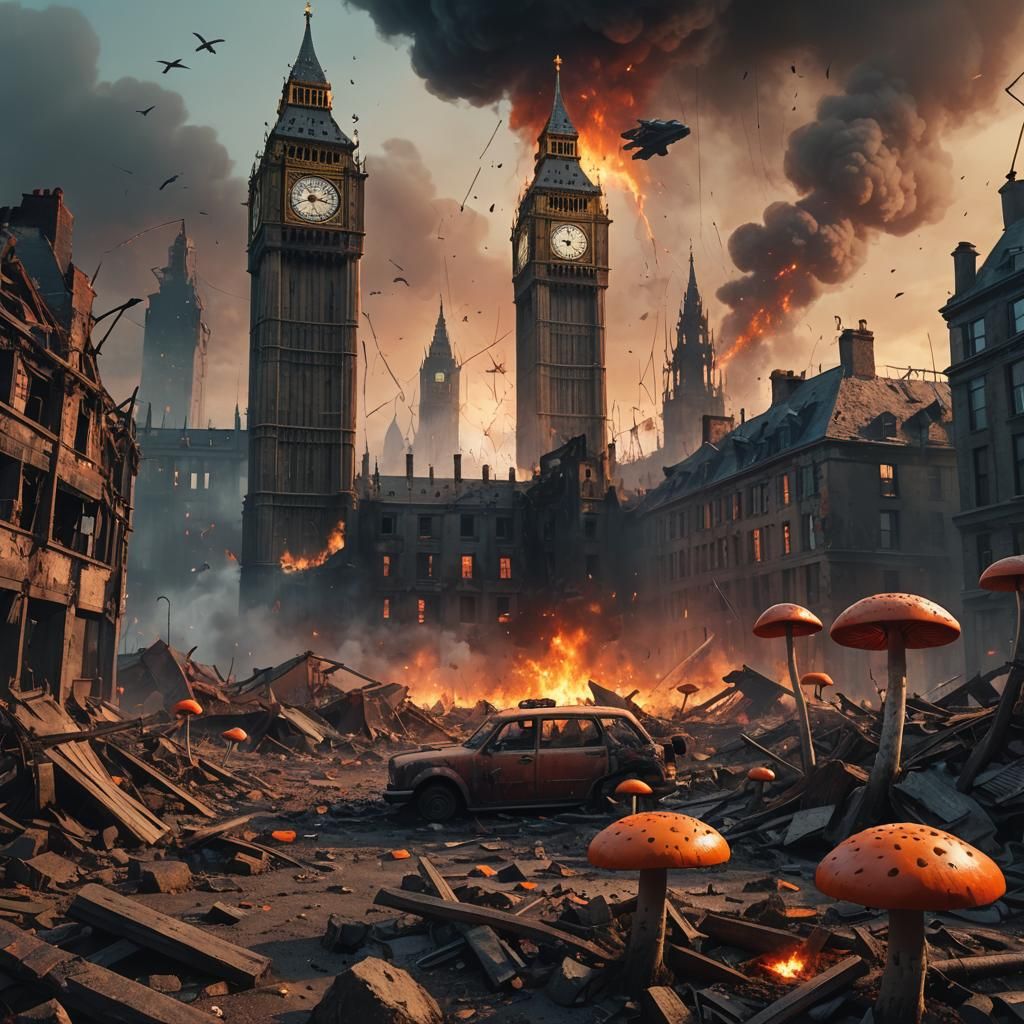Dystopian London Ruins After Nuclear Attack
