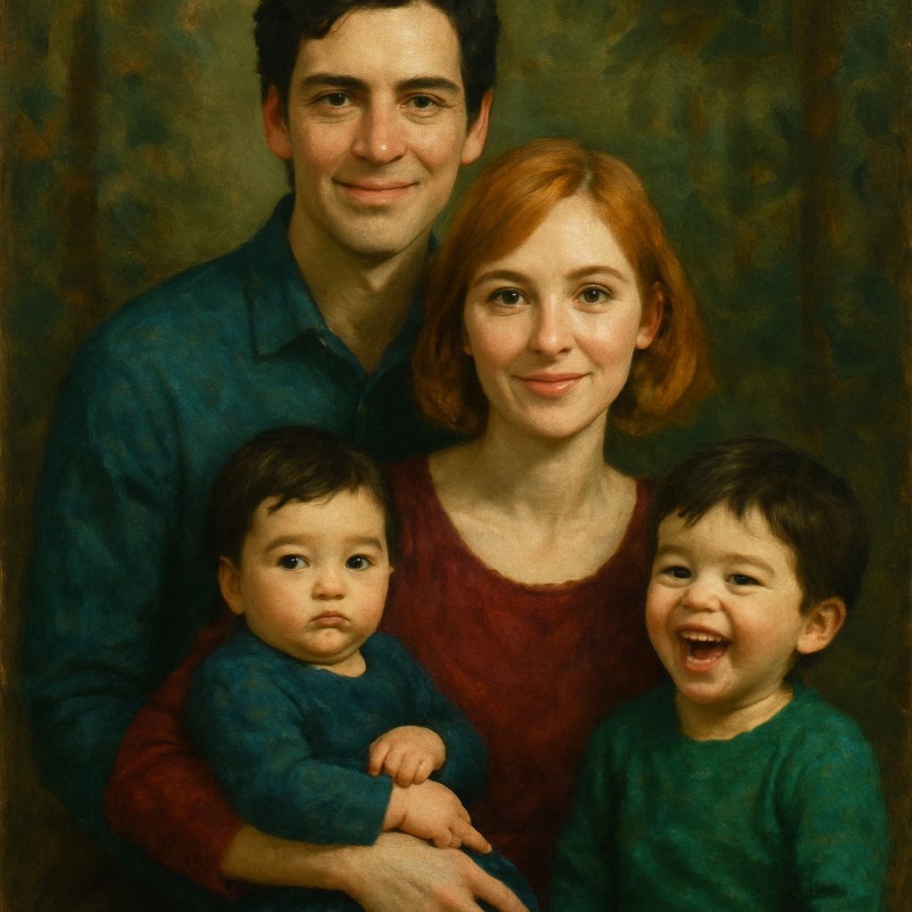 Family Portrait in Oil Painting Style